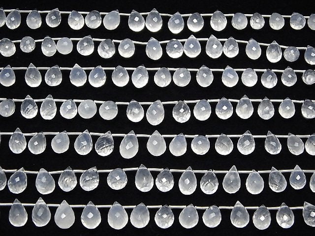 [Video]High Quality Brazil Ice Quartz AAA Drop Faceted Briolette half or 1strand (22pcs )