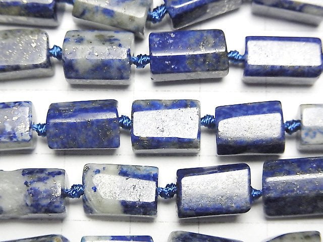 [Video]Lapislazuli AA+ Rough Tube -Faceted Nugget 1strand beads (aprx.15inch/38cm)