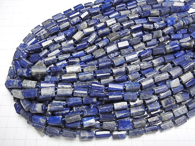 [Video]Lapislazuli AA+ Rough Tube -Faceted Nugget 1strand beads (aprx.15inch/38cm)