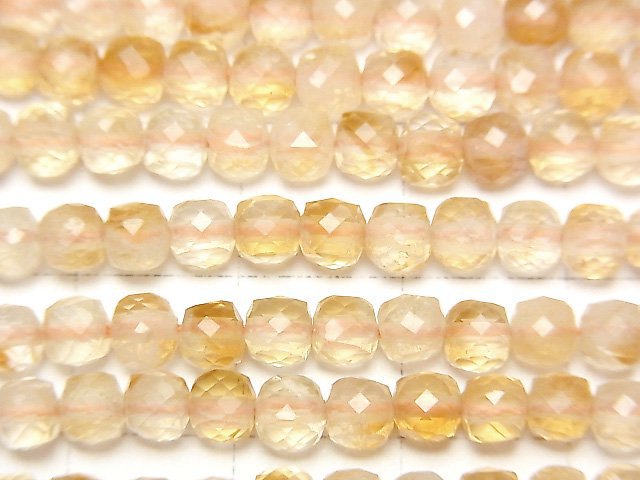 [Video]High Quality! Phantom Citrine AA+ Cube Shape 4x4x4mm 1strand beads (aprx.15inch/37cm)