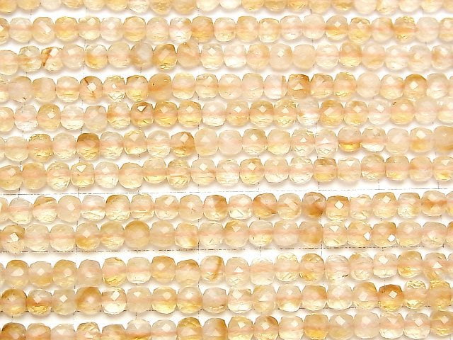 [Video]High Quality! Phantom Citrine AA+ Cube Shape 4x4x4mm 1strand beads (aprx.15inch/37cm)