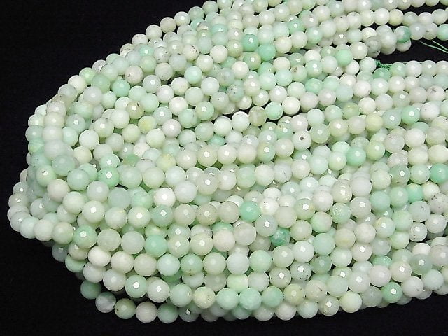 [Video]High Quality! Chrysoprase AA 128Faceted Round 8mm half or 1strand beads (aprx.15inch/37cm)