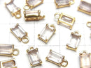 [Video]High Quality Rose Quartz AAA- Bezel Setting Rectangle Faceted 6x4mm 18KGP 2pcs