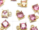 [Video]High Quality Pink Topaz AAA Bezel Setting Square Faceted 5x5mm 18KGP 1pc