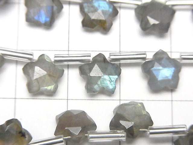 [Video] High Quality Labradorite AA++ Faceted Star 8x8mm 1strand (8pcs )