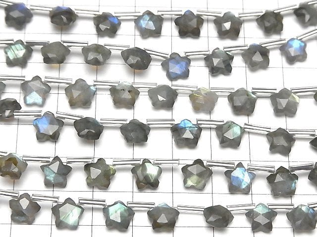 [Video] High Quality Labradorite AA++ Faceted Star 8x8mm 1strand (8pcs )