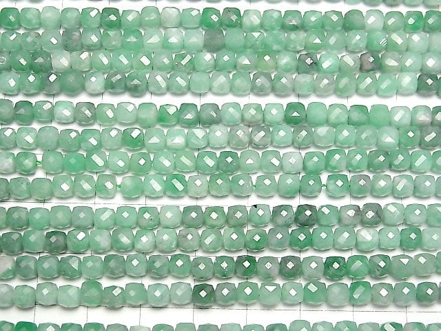 [Video]High Quality! Brazil Emerald AAA- Cube Shape 4x4x4mm half or 1strand beads (aprx.15inch/37cm)