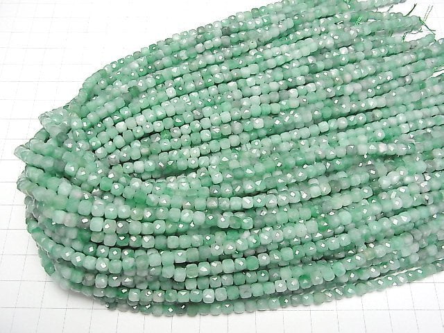 [Video]High Quality! Brazil Emerald AAA- Cube Shape 4x4x4mm half or 1strand beads (aprx.15inch/37cm)