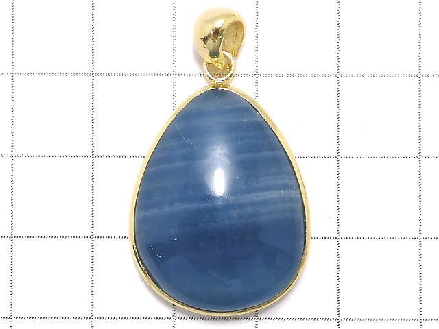 [Video][One of a kind] Natural Blue Calcite AAA Pendant 18KGP NO.20