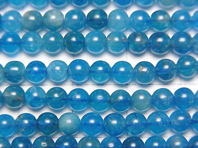 [Video] Blue Apatite AAA- Round 4mm half or 1strand beads (aprx.15inch/37cm)