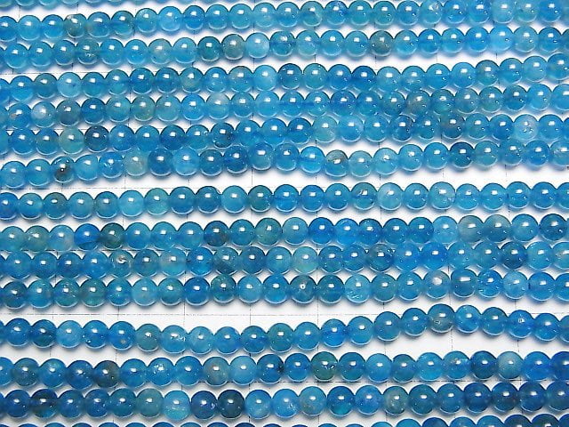 [Video] Blue Apatite AAA- Round 4mm half or 1strand beads (aprx.15inch/37cm)