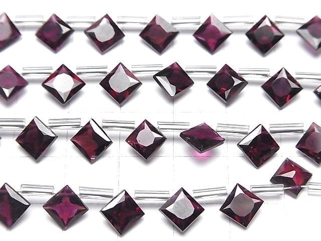 [Video]High Quality Pink Purple Garnet AAA Diamond Princess Cut 8x8mm 1strand (8pcs)