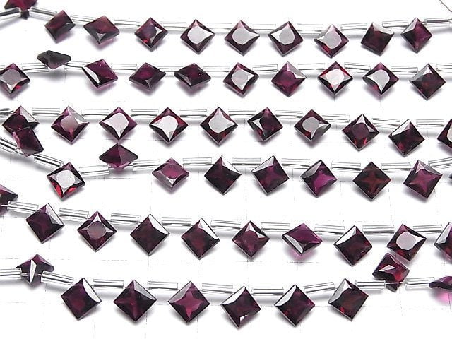 [Video]High Quality Pink Purple Garnet AAA Diamond Princess Cut 8x8mm 1strand (8pcs)