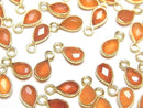 Bezel Setting, Carnelian, Pear Shape Gemstone Beads