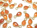 [Video]High Quality Carnelian AAA Bezel Setting Faceted Pear Shape 7x5mm 18KGP 4pcs