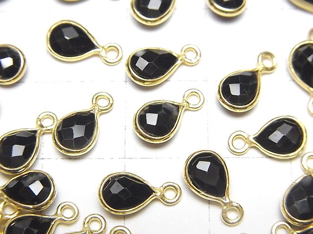 [Video]High Quality Black Spinel AAA Bezel Setting Faceted Pear Shape 7x5mm 18KGP 4pcs