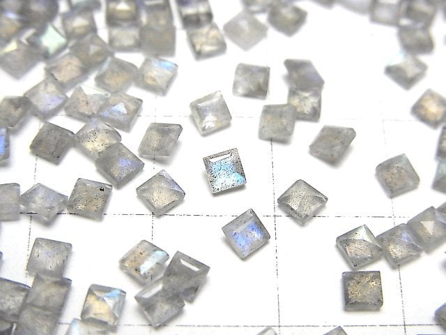 [Video]High Quality Labradorite AAA- Loose stone Square Faceted 3x3mm 10pcs