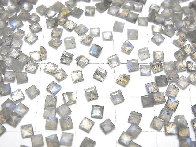 [Video]High Quality Labradorite AAA- Loose stone Square Faceted 3x3mm 10pcs