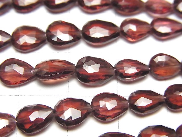 [Video]High Quality Mozambique Garnet AA++ Vertical Hole Faceted Pear Shape 1strand beads (aprx.7inch/18cm)