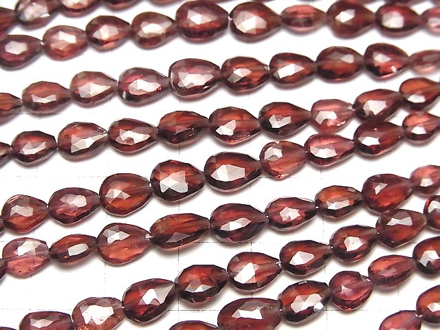 [Video]High Quality Mozambique Garnet AA++ Vertical Hole Faceted Pear Shape 1strand beads (aprx.7inch/18cm)
