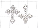 Metal parts 26x16mm Cross silver color (with CZ) 1pc