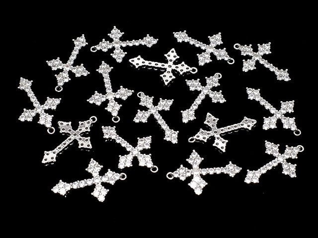 Metal parts 26x16mm Cross silver color (with CZ) 1pc