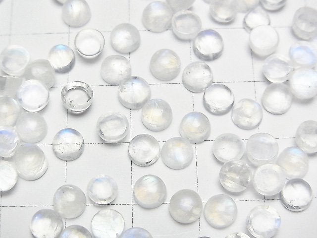 [Video]Rainbow Moonstone AA++ Round Cabochon 5x5mm 10pcs