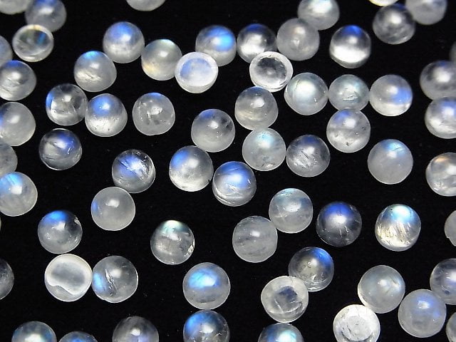 [Video]Rainbow Moonstone AA++ Round Cabochon 5x5mm 10pcs