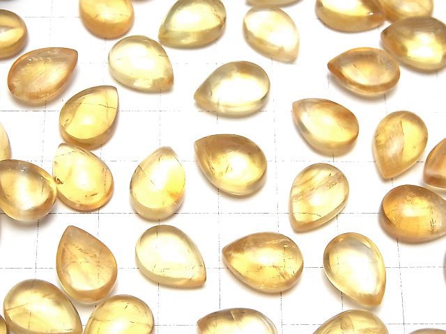 [Video]Citrine AA++ Pear shape Cabochon 14x10mm 2pcs