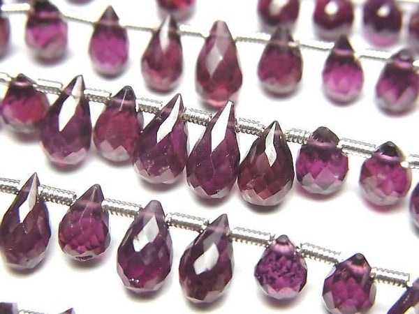 [Video]High Quality Rhodolite Garnet AAA- Drop Faceted Briolette half or 1strand beads (aprx.7inch/18cm)