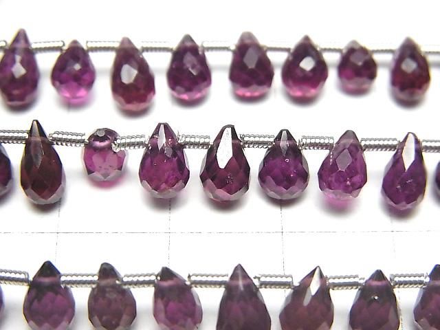 [Video]High Quality Rhodolite Garnet AAA- Drop Faceted Briolette half or 1strand beads (aprx.7inch/18cm)