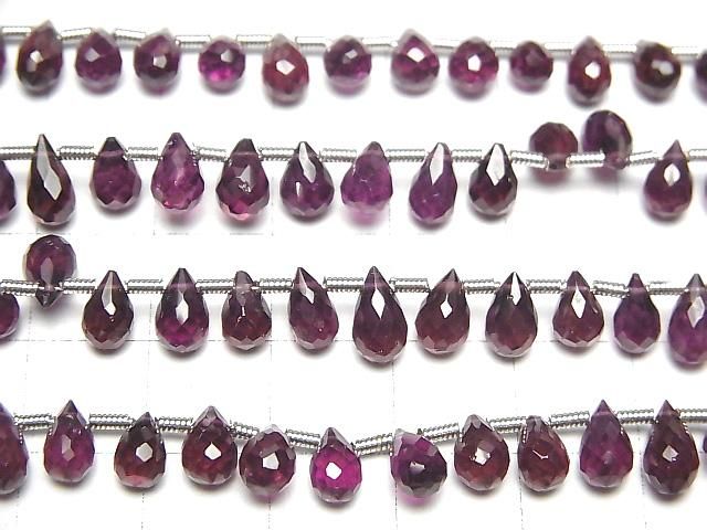 [Video]High Quality Rhodolite Garnet AAA- Drop Faceted Briolette half or 1strand beads (aprx.7inch/18cm)