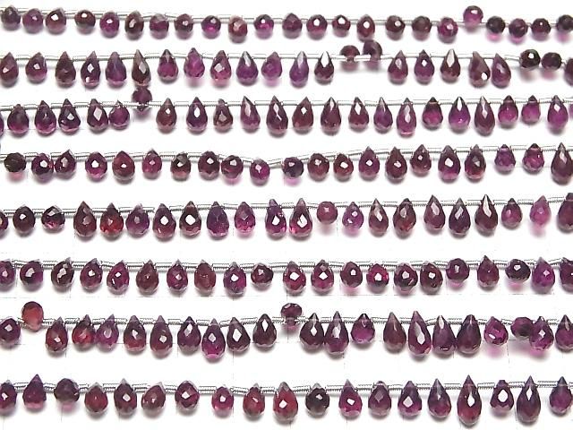 [Video]High Quality Rhodolite Garnet AAA- Drop Faceted Briolette half or 1strand beads (aprx.7inch/18cm)