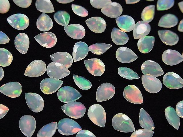 [Video]High Quality Ethiopian Opal AAA Loose stone Pear shape Faceted 7x5mm 3pcs