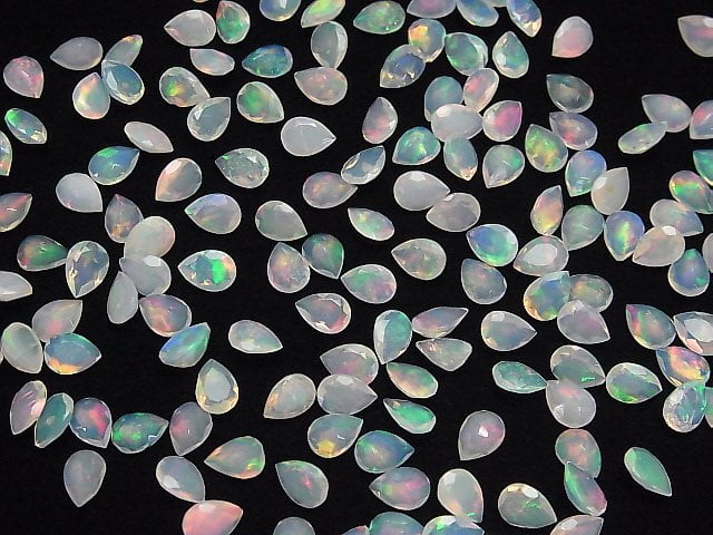 [Video]High Quality Ethiopian Opal AAA Loose stone Pear shape Faceted 7x5mm 3pcs