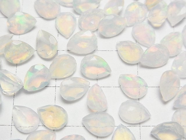 [Video]High Quality Ethiopian Opal AAA Loose stone Pear shape Faceted 8x6mm 3pcs