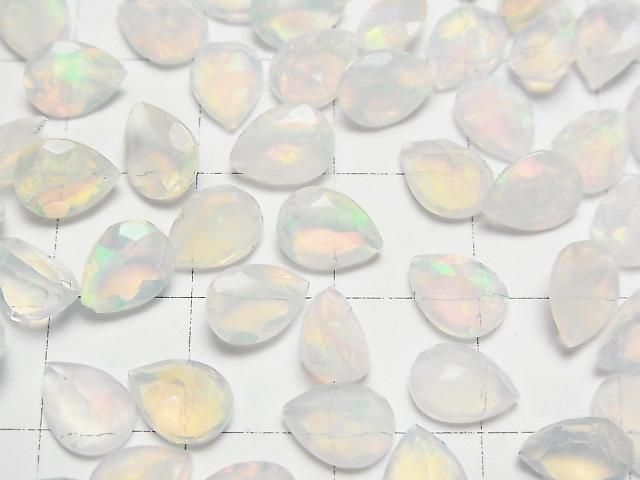 [Video] High Quality Ethiopian Opal AAA Loose Stone Pear Shape Faceted 8x6mm 3pcs