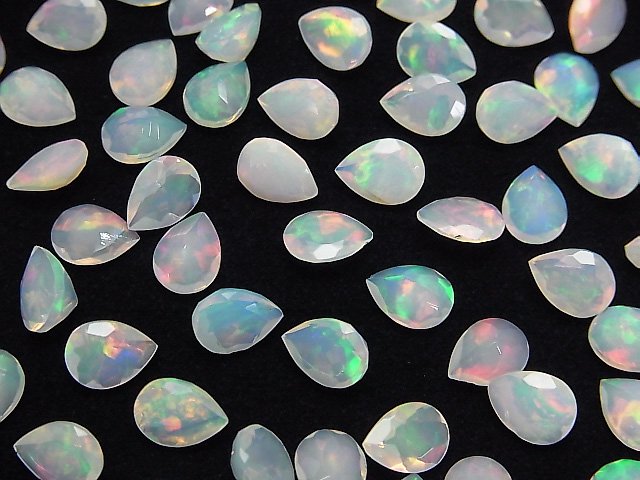 [Video]High Quality Ethiopian Opal AAA Loose stone Pear shape Faceted 8x6mm 3pcs