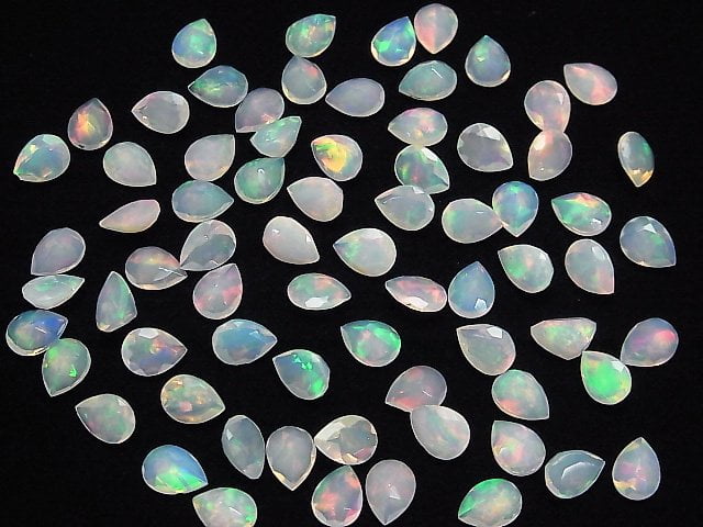 [Video]High Quality Ethiopian Opal AAA Loose stone Pear shape Faceted 8x6mm 3pcs