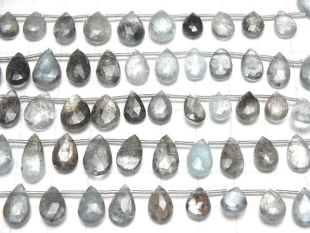 [Video]High Quality Moss Aquamarine AAA- Pear shape Faceted Briolette 1strand (21pcs )