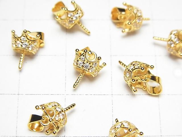 Silver925 Crown Bail Screw Eye 18KGP (with CZ) 1pc