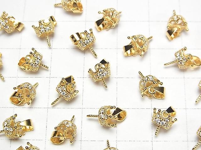 Silver925 Crown Bail Screw Eye 18KGP (with CZ) 1pc