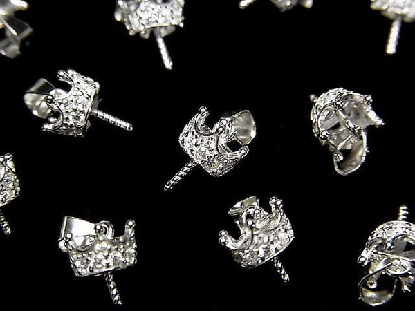 Silver925 Crown Bail with Screw Eye Rhodium Plated (with CZ) 2pcs