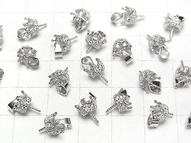 Silver925 Crown Bail Screw Eye Rhodium Plated (with CZ) 1pc