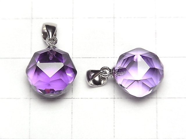 [Video] High Quality! Amethyst AAA Star Faceted Round 12mm Pendant Silver925 1pc