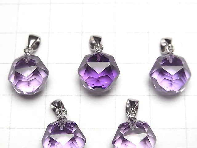 [Video] High Quality! Amethyst AAA Star Faceted Round 12mm Pendant Silver925 1pc