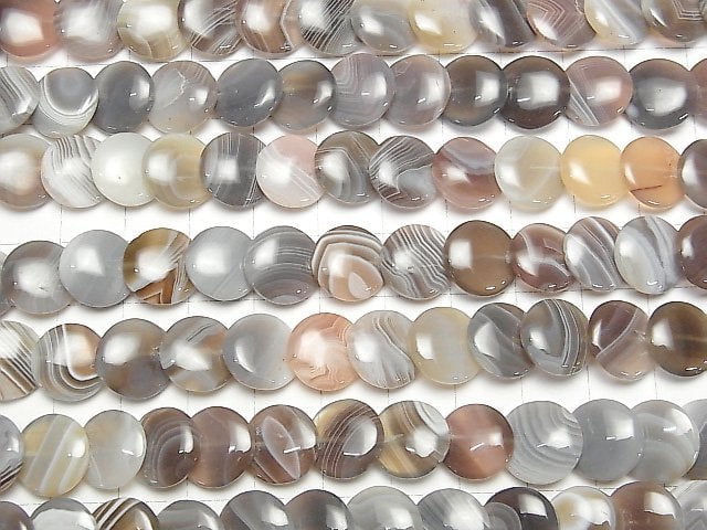 [Video]Botswana Agate Coin 12x12mm half or 1strand beads (aprx.15inch/38cm)