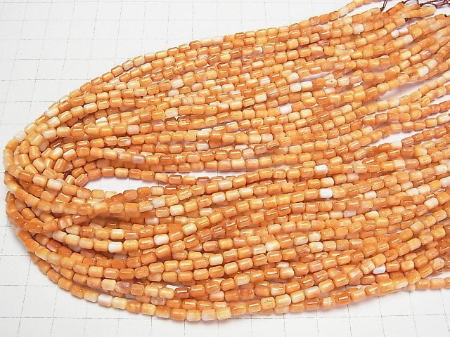 [Video] Spiny Oyster Shell Tube 5x3x3mm half or 1strand beads (aprx.15inch/37cm)