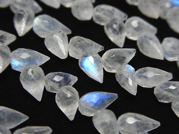 Faceted Briolette, Flower, Rainbow Moonstone Gemstone Beads