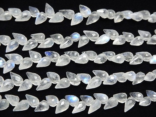 [Video]High Quality Rainbow Moonstone AA++ Flower Bud Faceted Briolette 1strand beads (aprx.5inch/13cm)